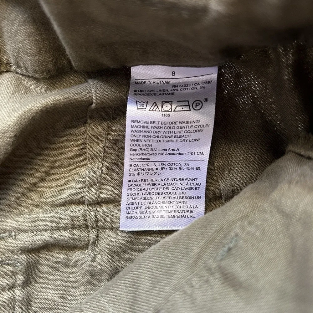BANANA REPUBLIC Linen Pants Women's 8 Slim Stretch Fatigues Summer Lightweight